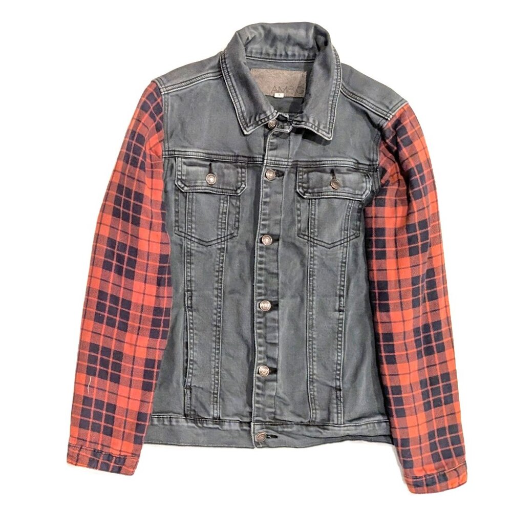 Vintage Ambiguous Button Down Denim Jacket W/ Red… - image 1